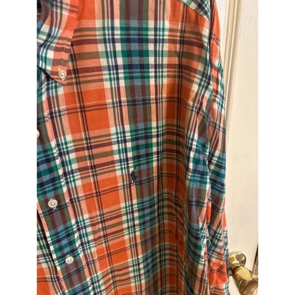 Ralph Lauren Blake Orange & Green Plaid LS ButtonDown Size XXL - Picture 2 of 3